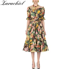 Элегантное летнее платье с оборками и открытыми плечами, женское ТРАПЕЦИЕВИДНОЕ Плиссированное длинное платье, повседневное праздничное пляжное платье с цветочным принтом