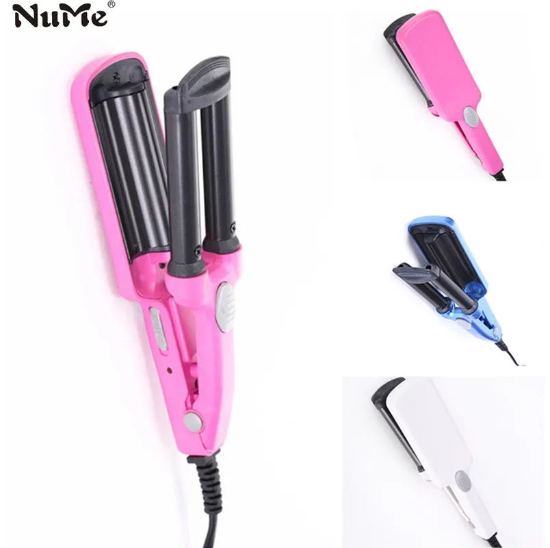 

Mini Hair curler rollers 3 Triple Barrel wand curl tongs waver electric curling iron Ceramic styler Big Wave hair styling tools