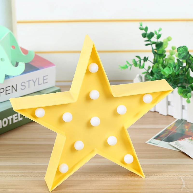 

3D Star Shape Led Night Light Marquee Sign Battery AA Table Lamps For Baby Children Bedroom Home Party Decoration
