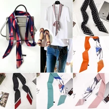 Элегантный маленький шелковый шарф с принтом для женщин, праздничная сумка с принтом, аксессуары, длинные шарфы-повязки для головы, головной платок