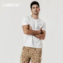SIMWOOD, летняя новая мужская футболка с мультяшным принтом, хлопок, высокое качество, топы размера плюс, футболка, брендовая одежда 190244