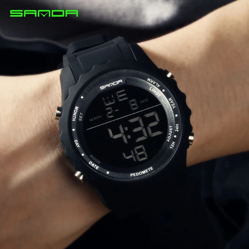 

SANDA Man Rubber Tactical Military Sport Wrist Watch Mens Watches Top Brand Luxury LED Digital Date Quartz Watch