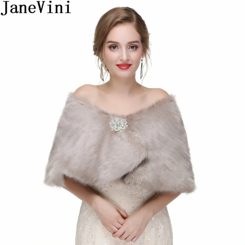 JaneVini 2018 серое Болеро для женщин из искусственного меха палантины обертывание