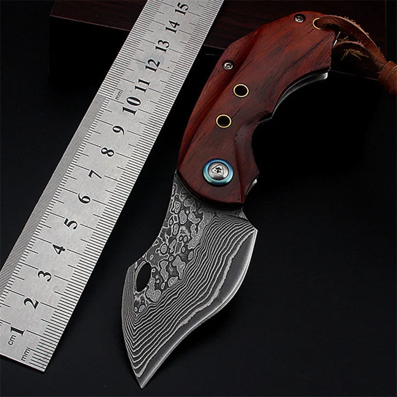 2018 New Free Shipping Outdoor Damascus Mini Folding Knife Self defense