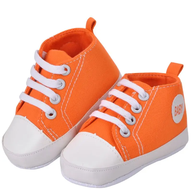 

Newborn Kids Toddlers Canvas Cotton Crib Shoes Lace Up Casual Shoes Prewalker First Walkers 11-13