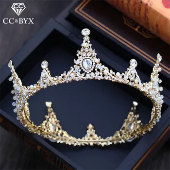 

CC big tiaras and crowns engagement wedding hair accessories for bride princess party luxury jewelry round shape shine cz XY161