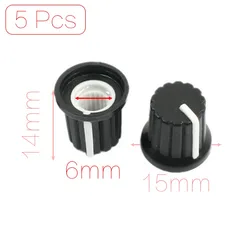 

5 Pcs 6mm Knurled Shaft White Mark Stereo Radio Potentiometer Volume Knob Cap Discount 70