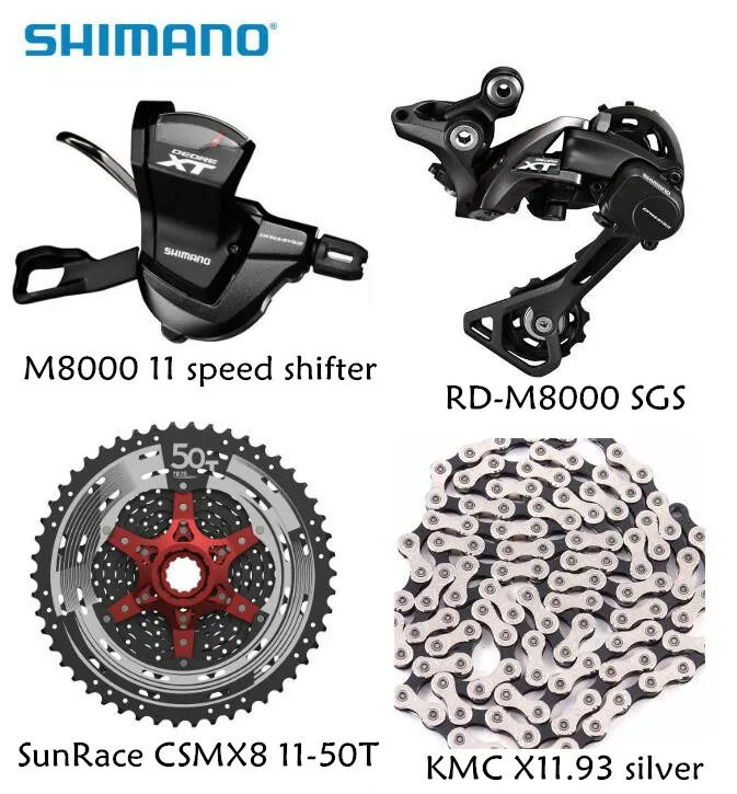 Shimano XT M8000 4 unids bicicletas bicicleta mtb 11 velocidad de grupo RD-M8000 palanca con SunRace cassette K7 KMC cadena 11-46 T 11-50 t - 1