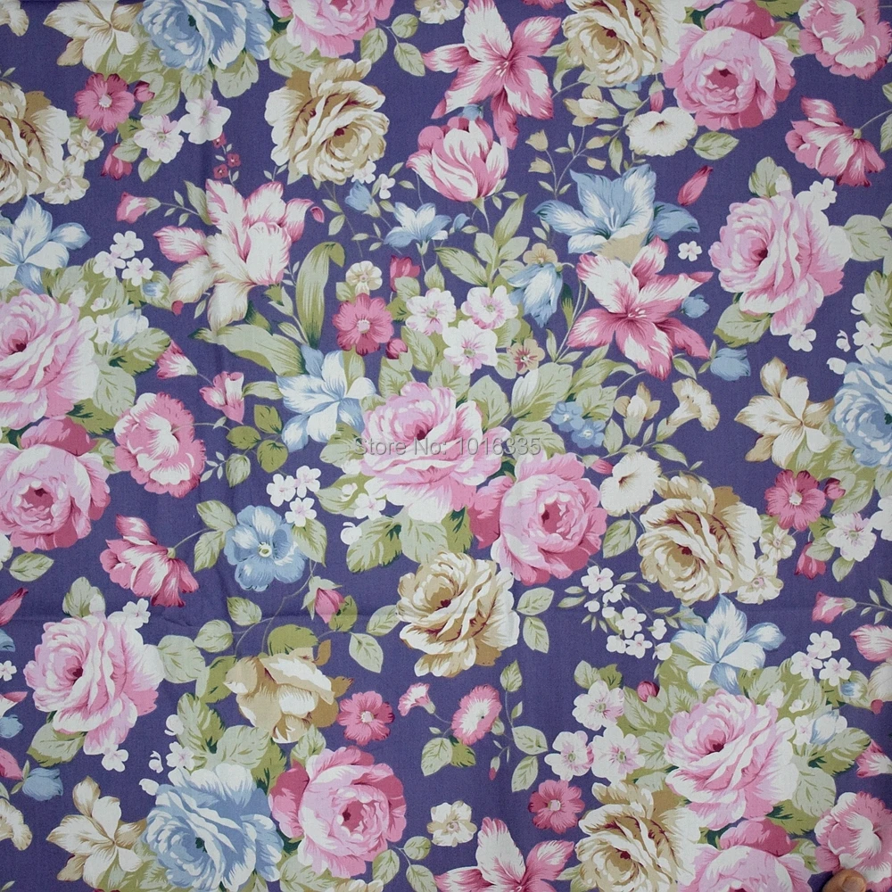 Buy 160CM Width Big Floral Cotton Fabric Pink Rose