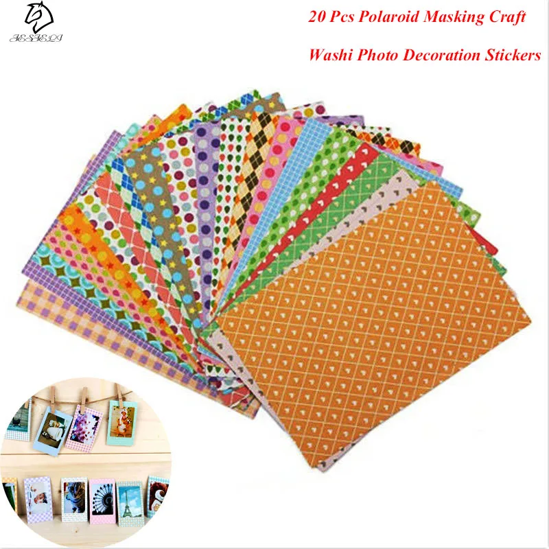 

20 Pcs Polaroid Masking Craft Washi Photo Decoration Stickers Tape Paper