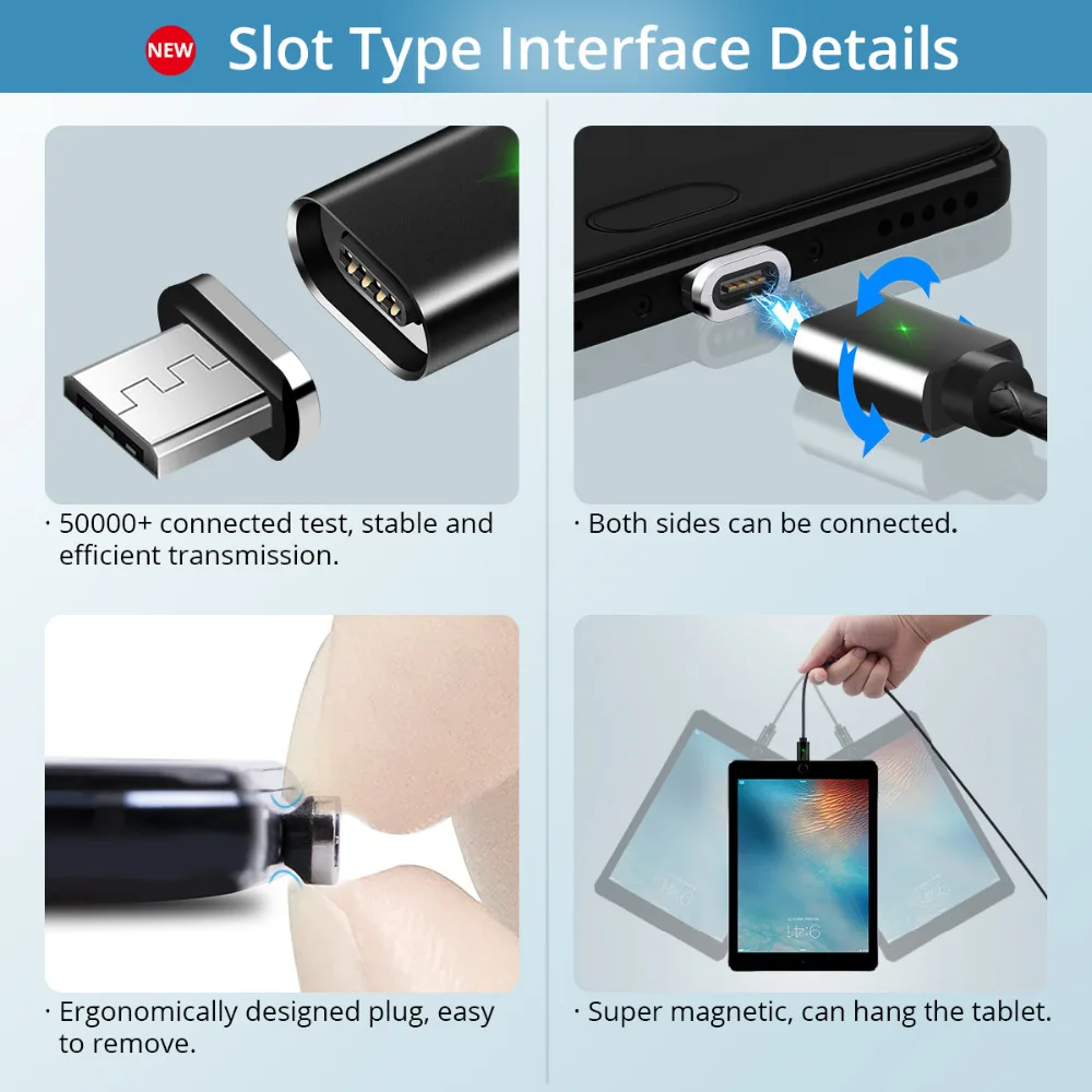 JUSFYU Магнитный кабель Micro usb type C адаптер быстрой зарядки телефона Microusb type-C магнитное зарядное устройство usbc для iphone samsung xiaomi