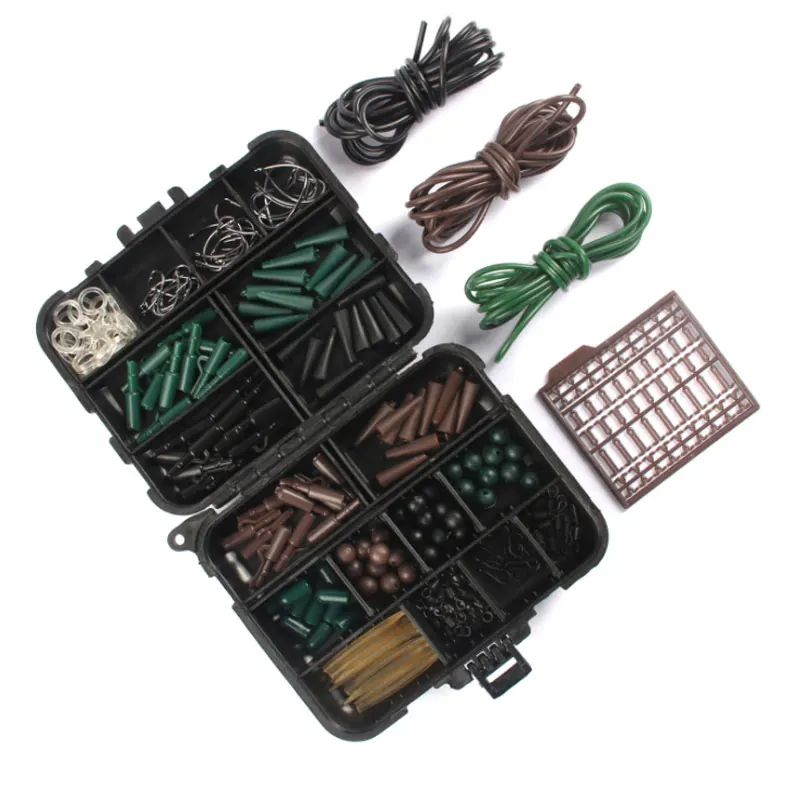 

European Carp Fishing Accessories Suit Barbed Hooks Tubes Buffer Beads Lead Safety Clips Rolling Swivel Anti-tangle Sleeve