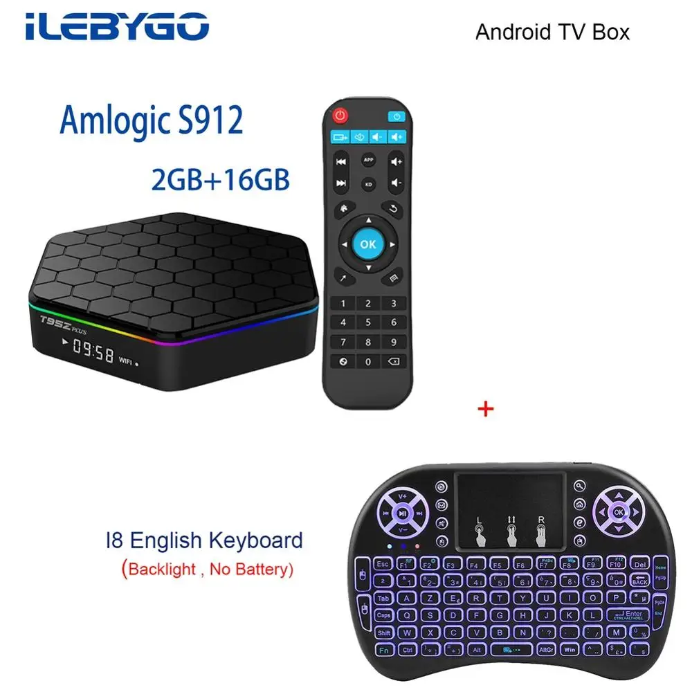 ТВ приставка Ilebygo T95Z Plus Android 3 Гб/32 ГБ Amlogic S912 Восьмиядерный Android 7,1 ТВ приставка 2,4G/5 ГГц WiFi BT4.0 4K ТВ приставка - Цвет: 2G 16G with I8 B