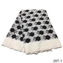 Black and white French Lace Fabric Milk Silk Embroidered African Tulle Lace Fabric With Beads African Lace Fabric For Wedding 