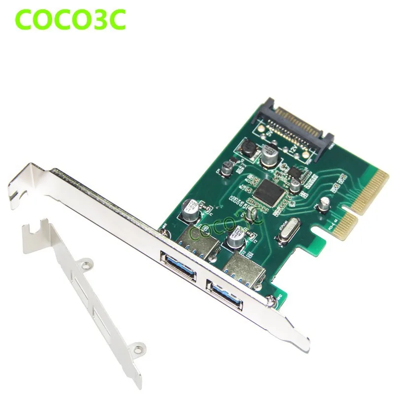 PCI-e 4x to USB3.1 Converter Adapter Superspeed 10Gbps 2 ports USB 3.1 Type-A PCI express Controller Card  Compliant PCIe 8x 16x slot 1