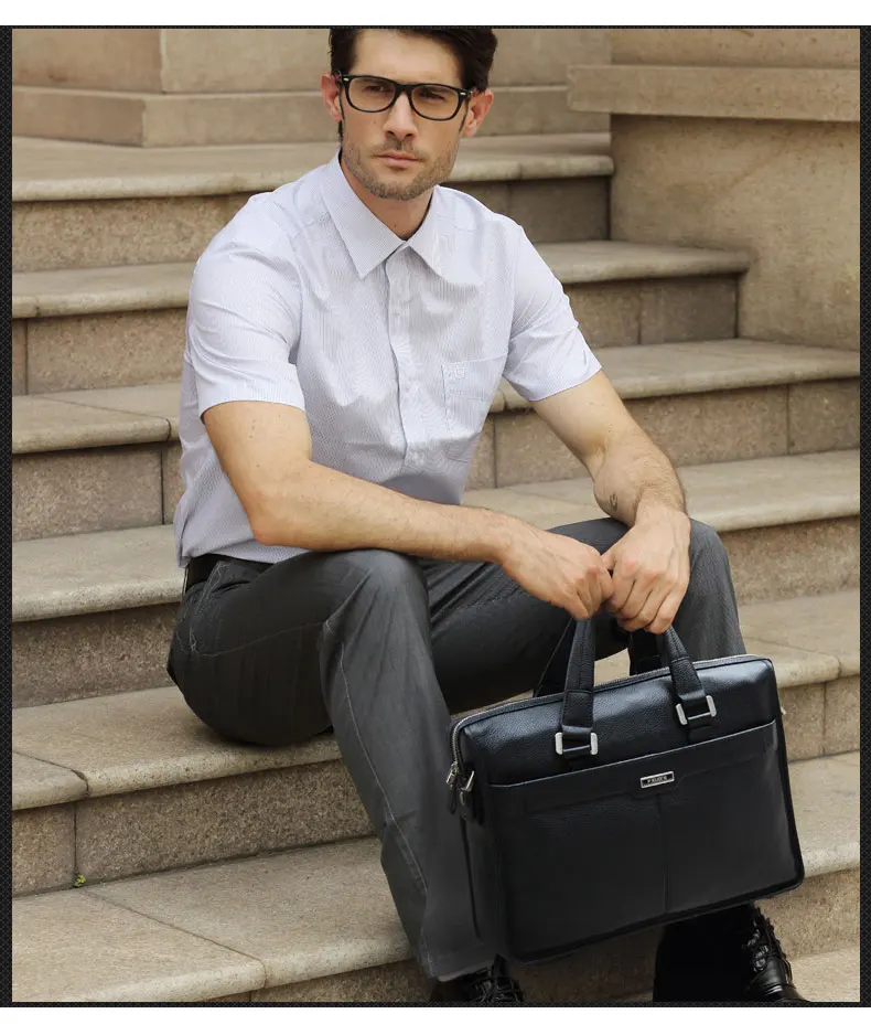 P. KUONE брендовая мужская сумка из натуральной кожи 1" и 15" дюймов, сумка для ноутбука, официальные сумки, модные деловые портфели