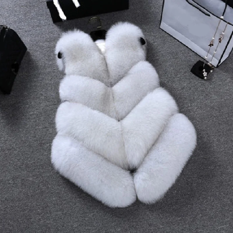 MCCKLE Women Faux Fur Vest 2018 Autumn Winter Fashion Slim Sleeveless Fox Fur Coat Female Warm Solid Casual Faux Fur Waistcoat