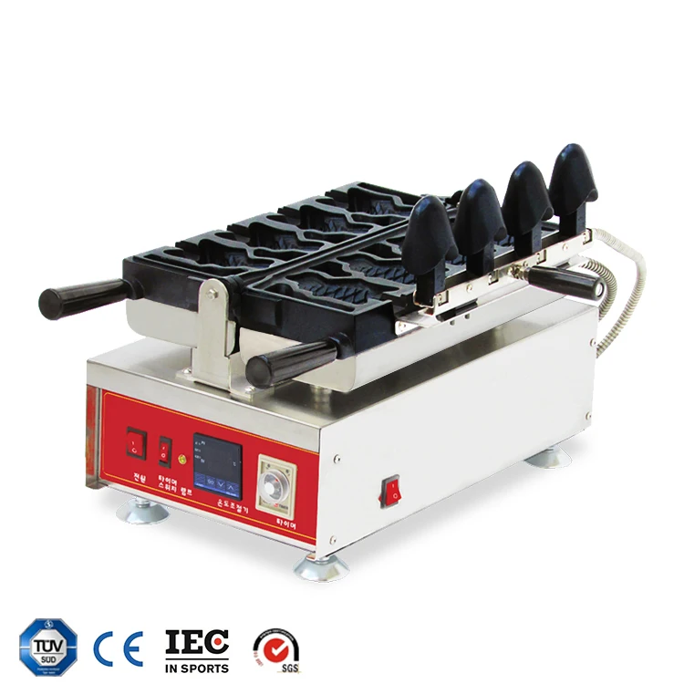 

Korea Taiyaki Machine With Digital Thermostat, Open Mouth Fish Waffle Maker