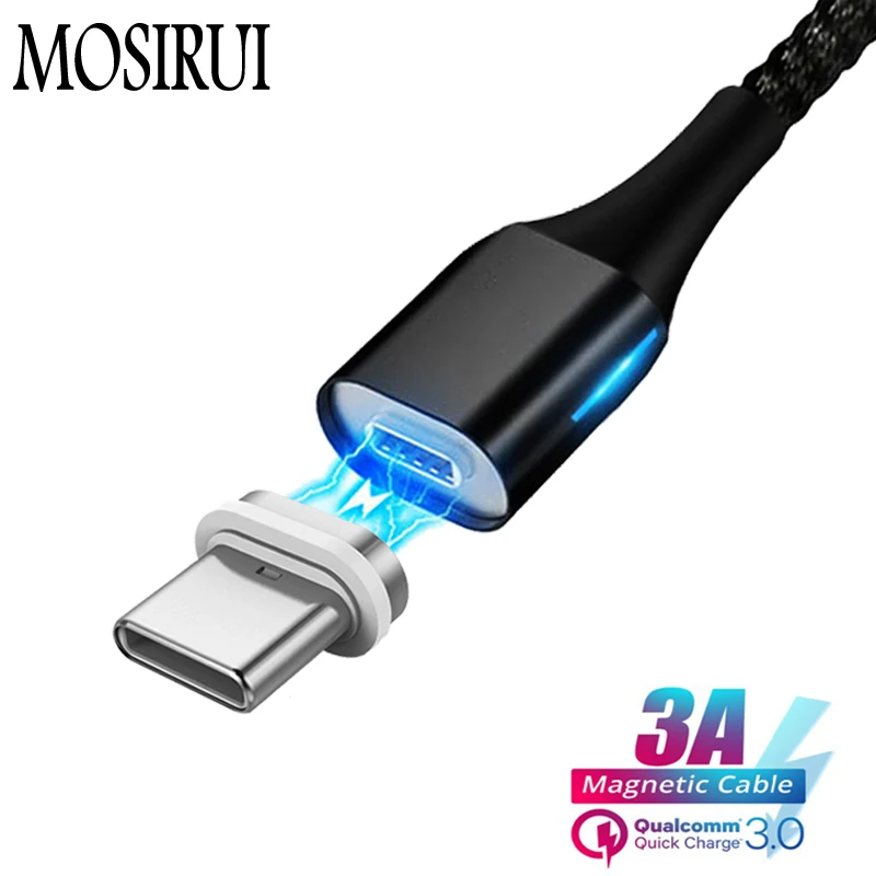 MOSIRUI قوي شفط المغناطيس الهاتف المحمول كابل بيانات 3A سريع شحن 1 m الشحن. نوع C لهواوي nova 2 2 s 3e 3 4 nova 3e