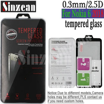 

Sinzean 50pcs For Nokia 6 2018 New Version Tempered Glass screen protector with retail box 0.3mm 2.5D 9H