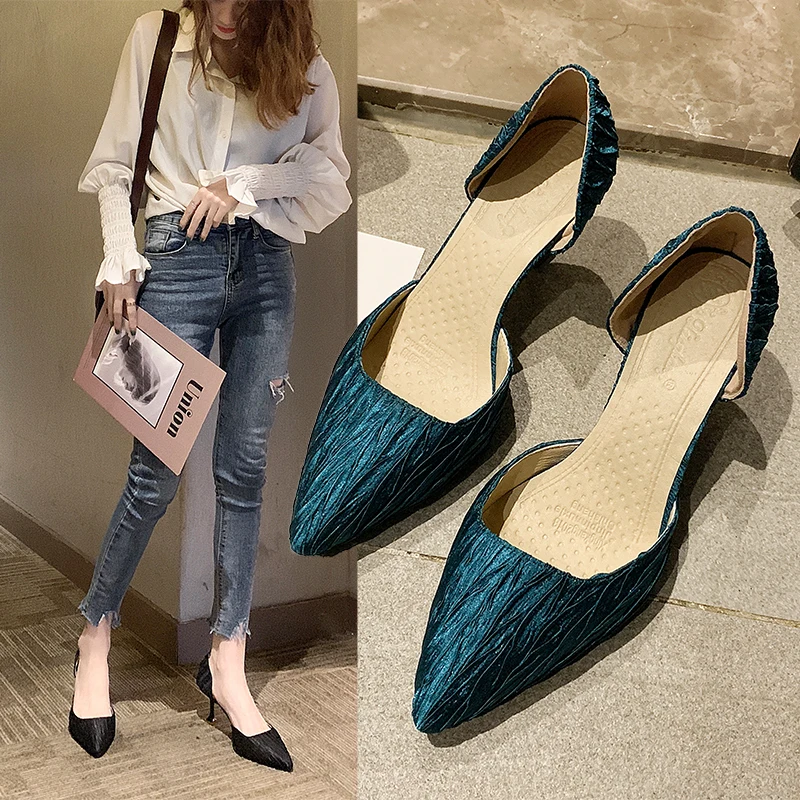 

2019 Women's Spring New Microfiber Women's Shoes Pointed Toe High Heels Fashion Thin Toe prom Pump Ladies Sexy Shoes