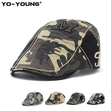 Yo-Young Камуфляжный хлопковый берет военный берет Солнцезащитная Шляпа Casquette Homme Gorras Planas Плоские береты кепки s для мужчин