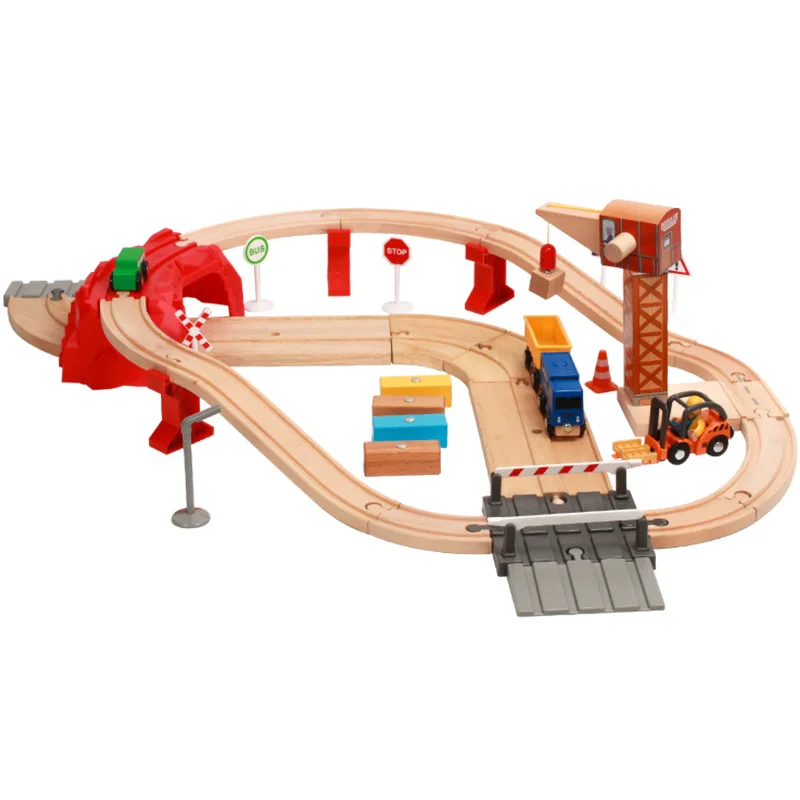 wooden car track set