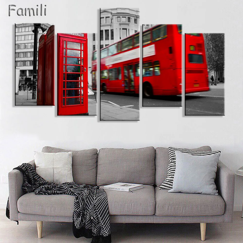 2017 Fallout Cuadros Paintings 5 Piece London Bus Canvas Painting