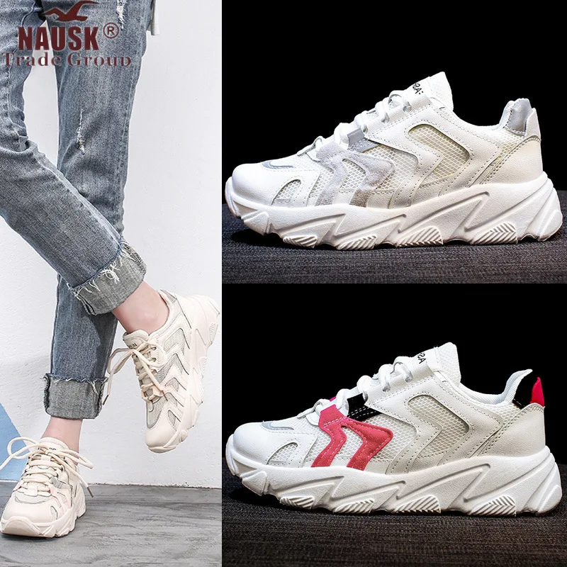

NAUSK 2019 New White Platform Sneaker Casual Ladies Fashion Thick Bottom Shoes Woman Quality Footwear Women's Vulcanize Shoes