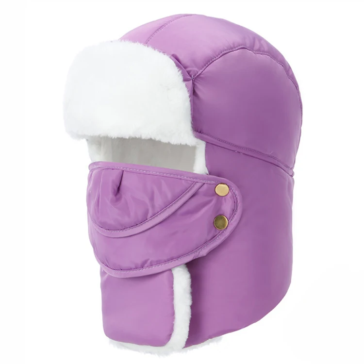 Маскарадная Мужская и женская зимняя ветрозащитная флисовая шапка, защитная маска для ушей, для походов, кемпинга, лыжного скалолазания, шапки для верховой езды VK089 - Цвет: Light Purple
