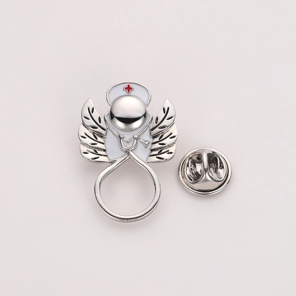 

Nurse and Stethoscope Enamel Pin,the Nurse hat Silver Color Brooch Medical Jewelry Gift for Nurse,Graduate Student Pin Wholesale