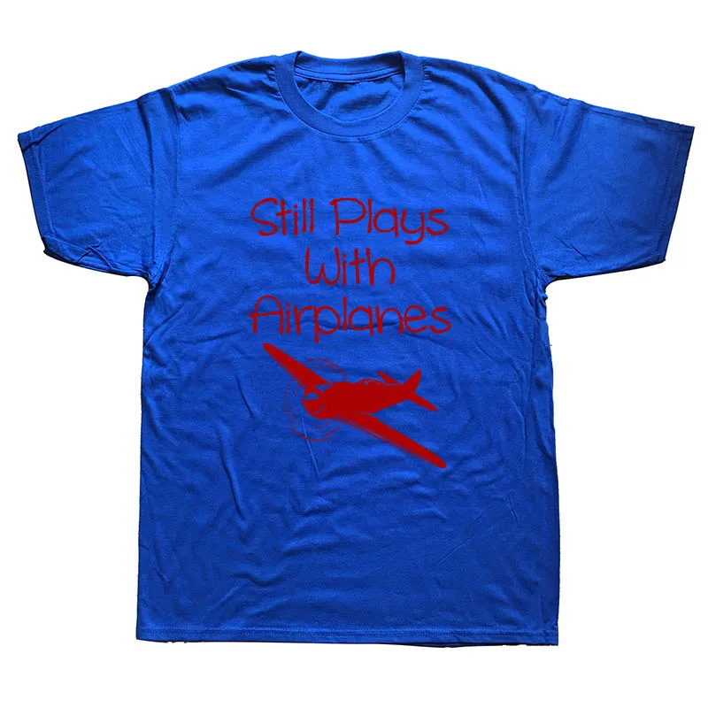Летняя стильная Винтажная футболка с короткими рукавами и круглым вырезом для летающих пилотов с самолетами, хлопковые футболки черного цвета - Цвет: BLUE