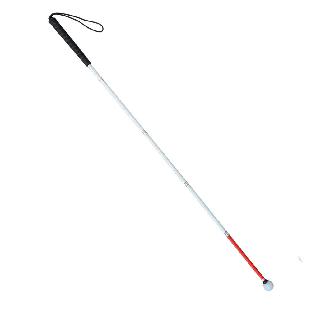 5 Section Aluminum Blind Cane,Reflective Red, Folding Walking Stick for