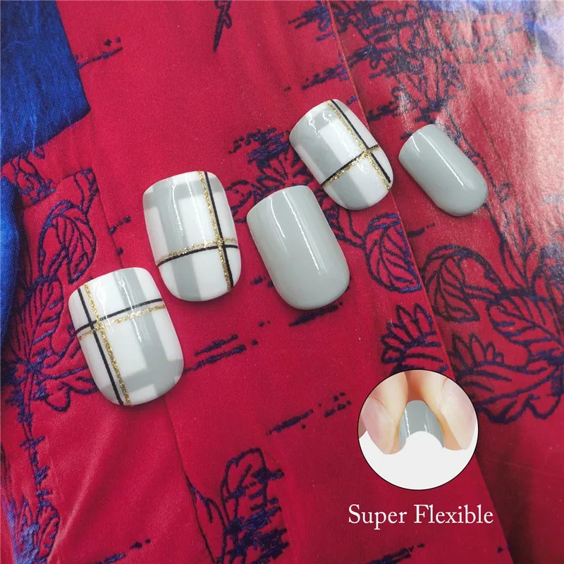 24 шт предварительно приклеенные накладные ногти с дизайном полное покрытие нажмите на ногти Короткие наклейки на ногти