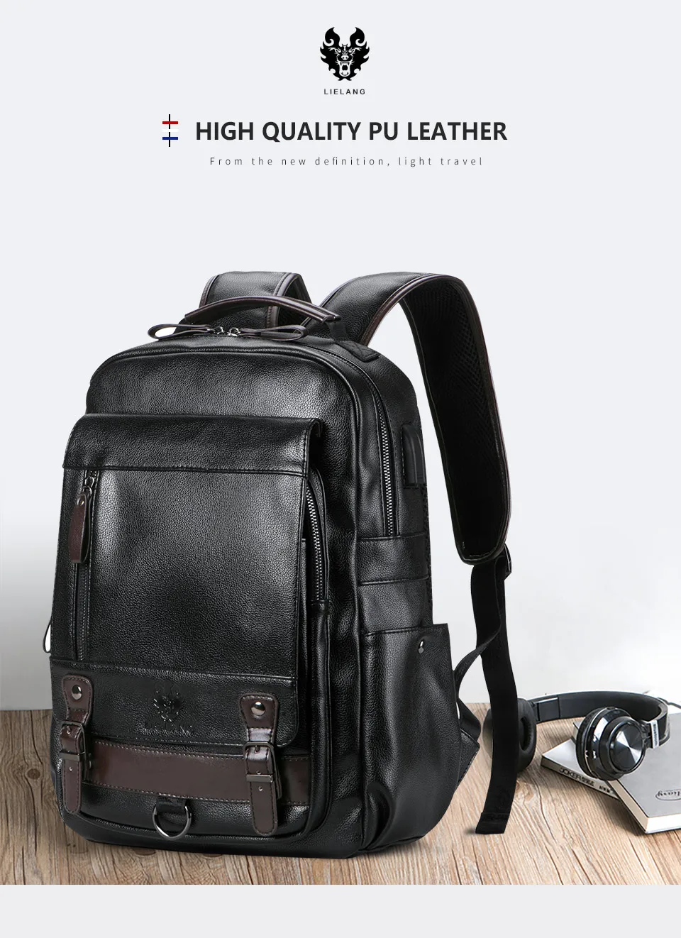 LIELANG рюкзак мужской Mochila Masculina мужской модный тренд большой емкости Молодежный досуг черная дорожная кожаная сумка для компьютера Мужская