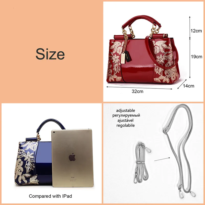 YOUNNE женская сумка с вышивкой, женские сумки на плечо, дизайнерская лакированная кожа, винтажные цветы, женская сумка с ручкой сверху