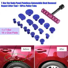T-Bar панель для кузова безболезненный инструмент для удаления вмятин для ремонта подъемника+ 18 шт. съемные вкладки вмятин съемник для автомобиля