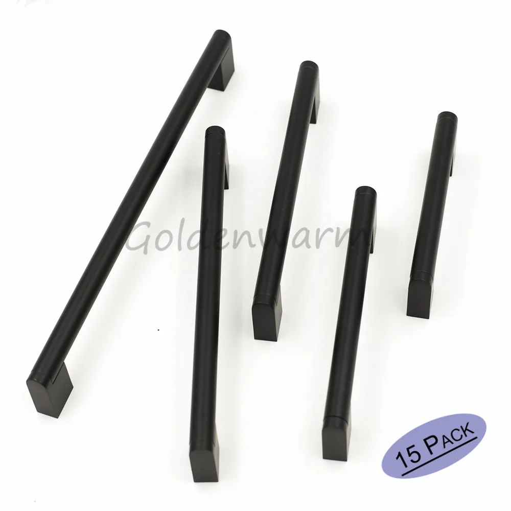 Black Kitchen Handles Modern Black Drawer Pulls 3.75"12.6"Hole Space Drawer Pulls
