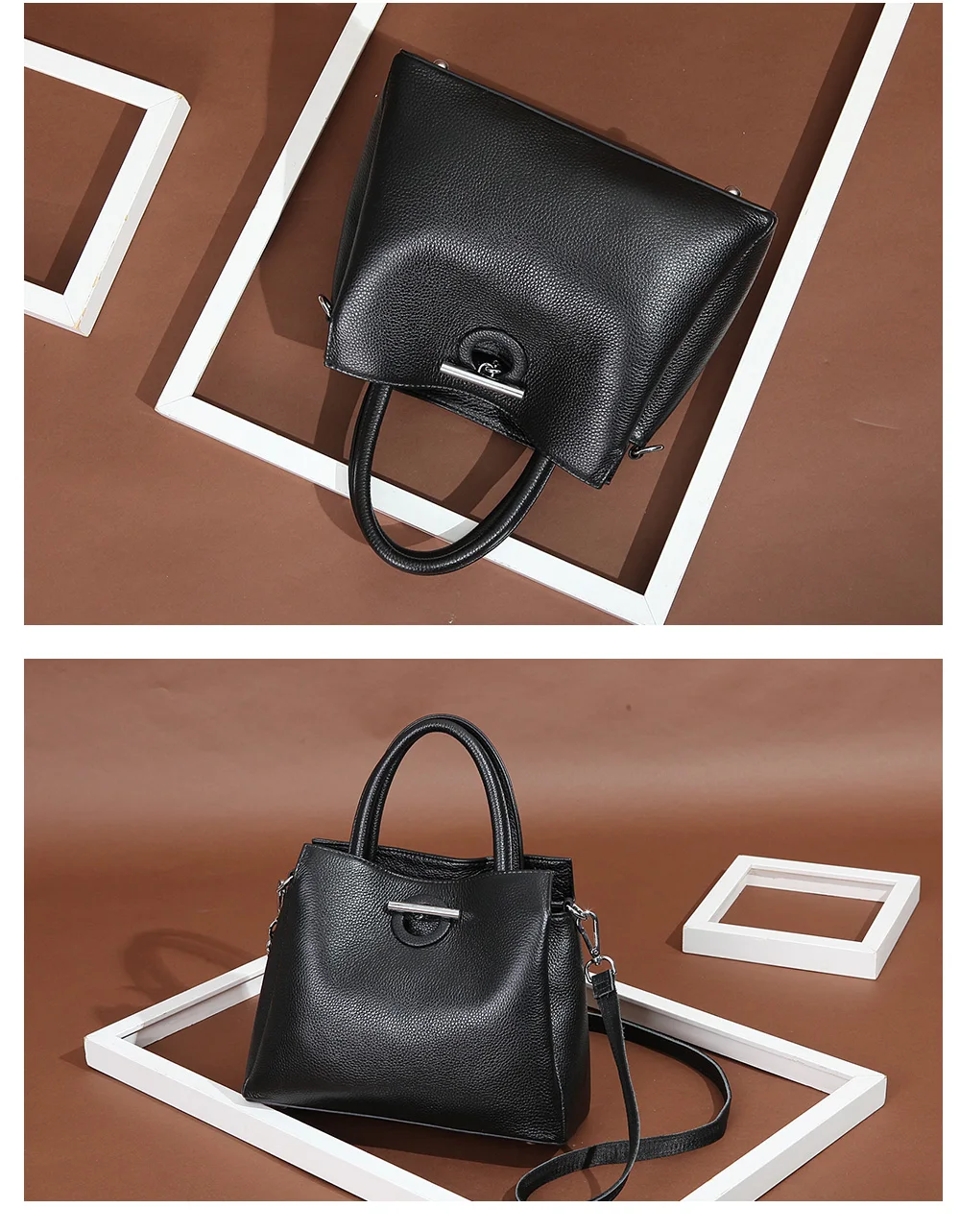 Zency mode femmes sac fourre-tout 100% en cuir véritable sac à main noir dame bandoulière sac à main de haute qualité sacs à bandoulière