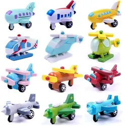 12 шт набор деревянный цветной минисамолет серия ветра Игрушечная модель самолета Детские когнитивные игрушки