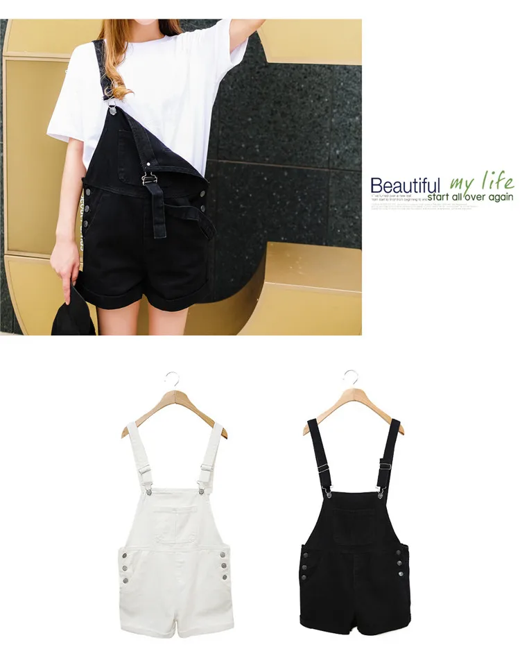 2018 summer large size women's black thin strap shorts fat mm cuff loose Korean plate stretch denim shorts (11)