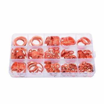 

280pcs 12 Sizes Solid Copper Gasket Washers Sealing Ring Assortment Set with Plastic CaseM5-M20 For Hydraulic Fittings