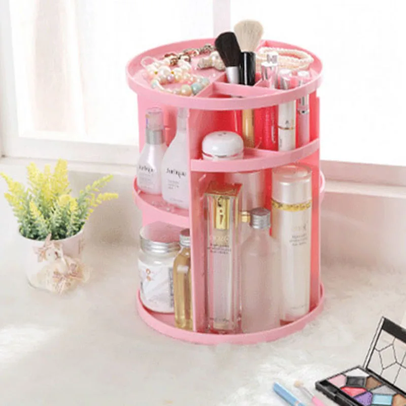 HYSUNG Desktop Cosmetic Storage Rack 360 Degree Rotation Jewelry Makeup Holder Bathroom