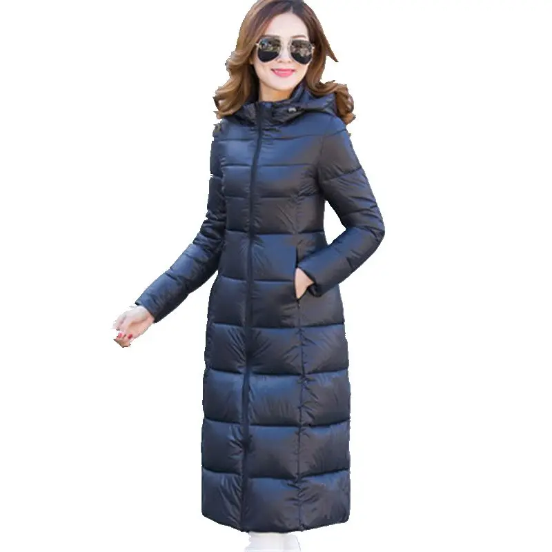 2019 Winter Women New Cotton Padded Clothes Long Coat Pure Color Big ...