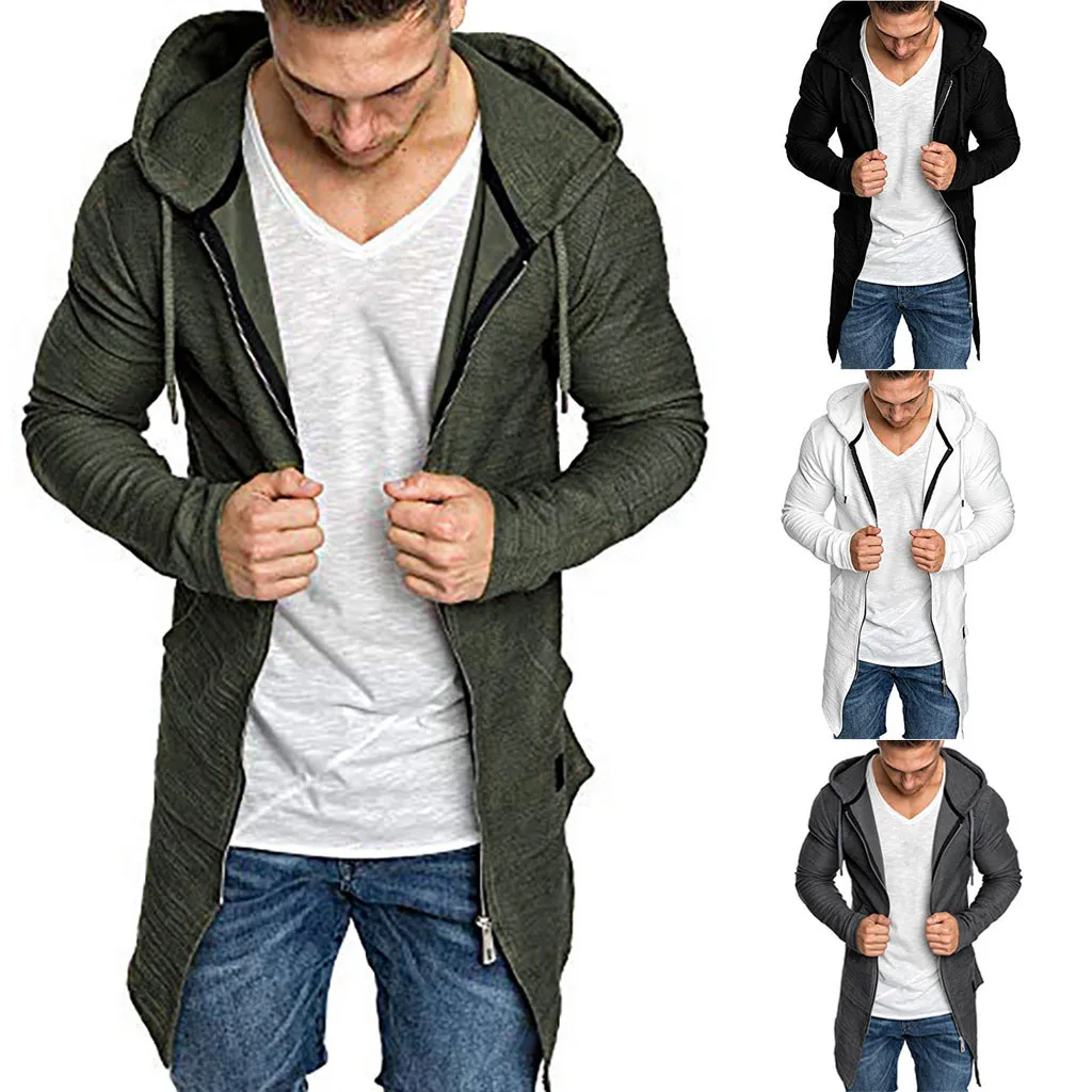 

2019 Men Splicing Hooded Solid Trench Coat Jacket Cardigan Long Sleeve Outwear Blouse M-3XL Jacket кофта Japan Style Jacket Men