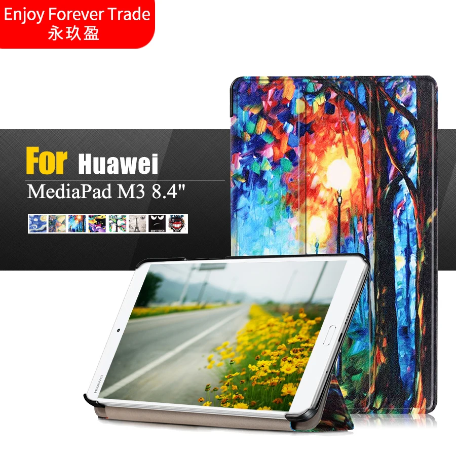 

Folio Stand PU leather Case For Huawei MediaPad M3 BTV-W09/DL09 8.4" Tablet colorful print leather For Huawei MediaPad M3 case