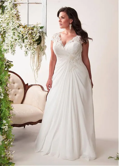 Beach Wedding Dress Plus Size Ruched Beading Bodice Chiffon Beach Wedding Dress Plus Size Ruched Beading Bodice Chiffon Bride Dresses Summer