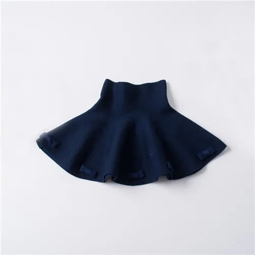 Fanfiluca/Модная одежда для девочек от 24 месяцев до 6 лет Однотонная юбка-пачка для детей вязаная юбка с высокой талией Зимние юбки-пачки для школьниц - Цвет: navy bow