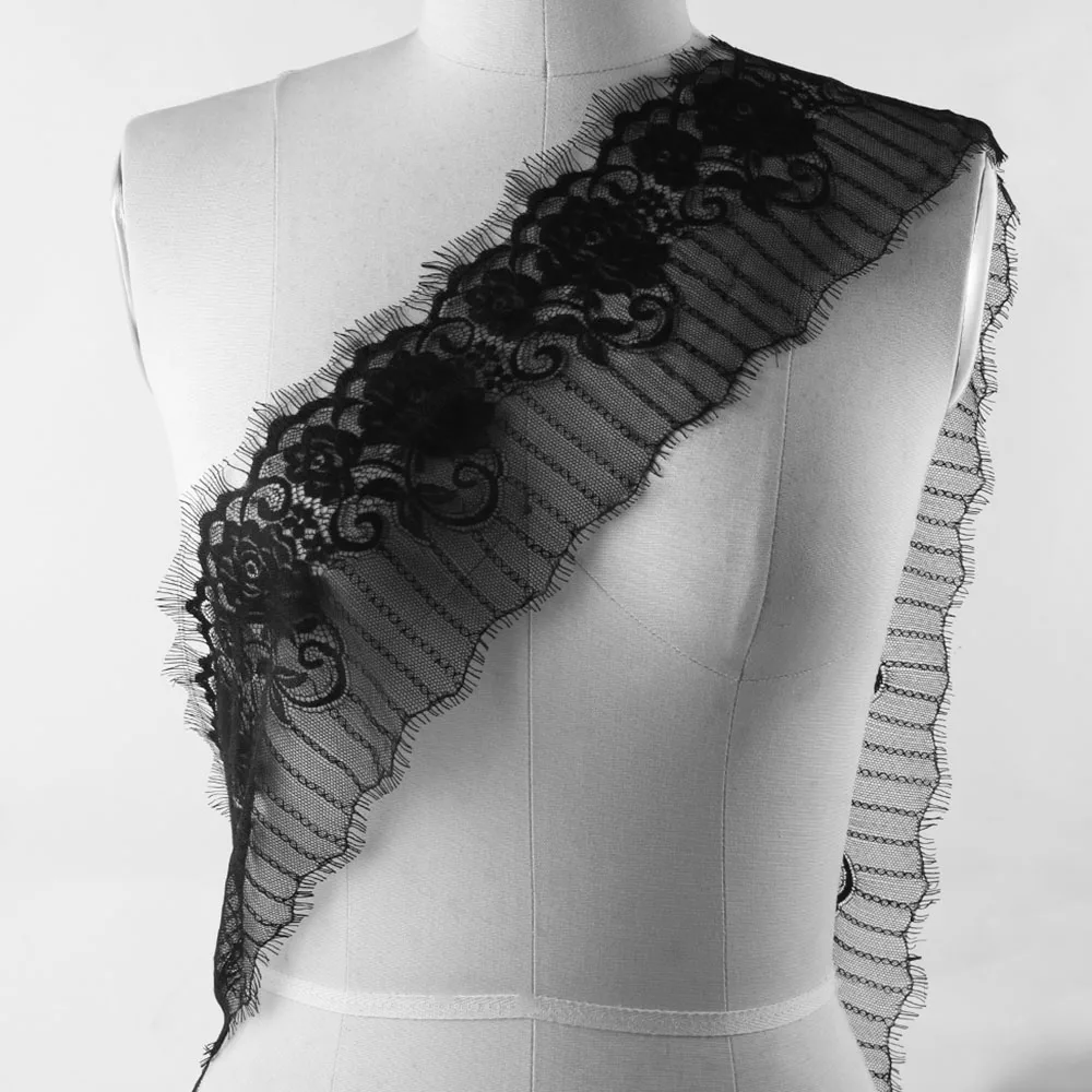 3 ярдов классические ресницы отделка кружево черно-белое мягкое цветочное классическое украшение, кружевная ткань пошивное ремесло для декора платья