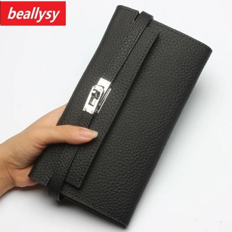 

2018 Hot Genuine Leather Women Wallets Long Large Capacity Leather Wallet Luxury Brand Zipper Female Clutch Ladies Coin Purse